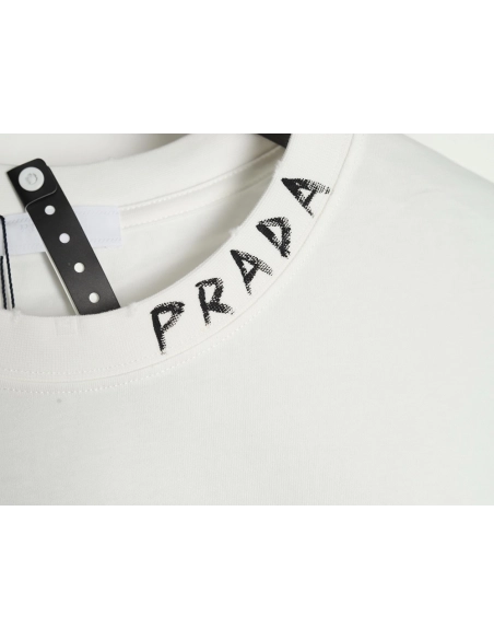 Prada Hand-Drawn Lettering Washed Crewneck Short-Sleeve T-Shirt,Prada