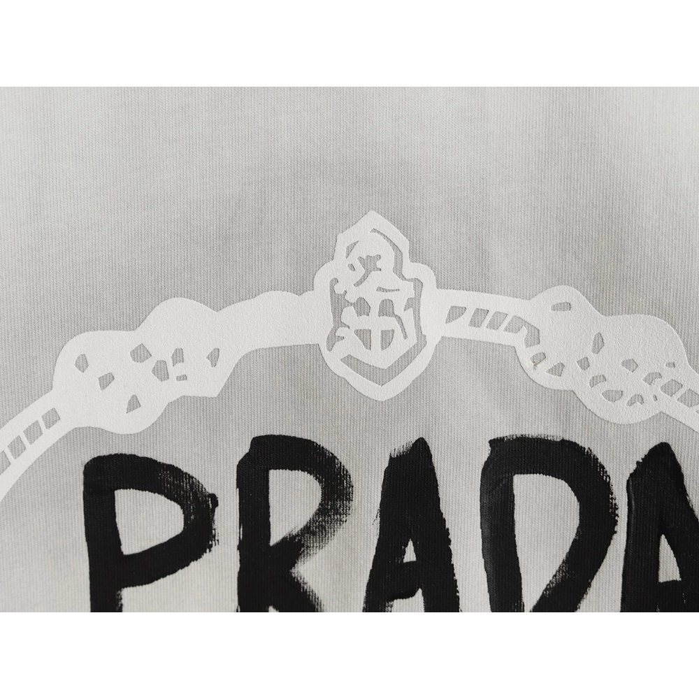 Prada Hand-Drawn Lettering Washed Crewneck Short-Sleeve T-Shirt,Prada