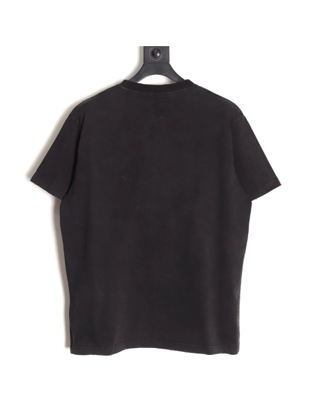 Prada Hand-Drawn Lettering Washed Triangle Logo Crewneck Short-Sleeve T-Shirt,Prada