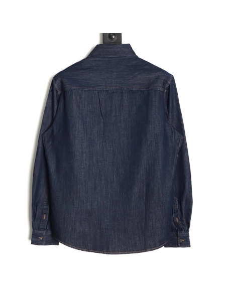 Ami Paris Small Heart Embroidered Long-Sleeve Denim Shirt,Ami