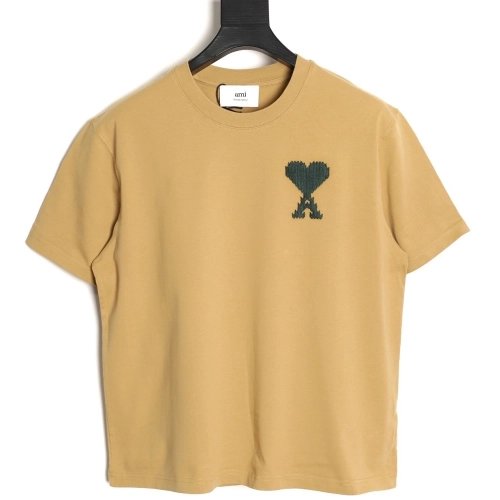 Ami Paris Woven Heart Embroidery Short-Sleeve T-Shirt TSK1,Ami