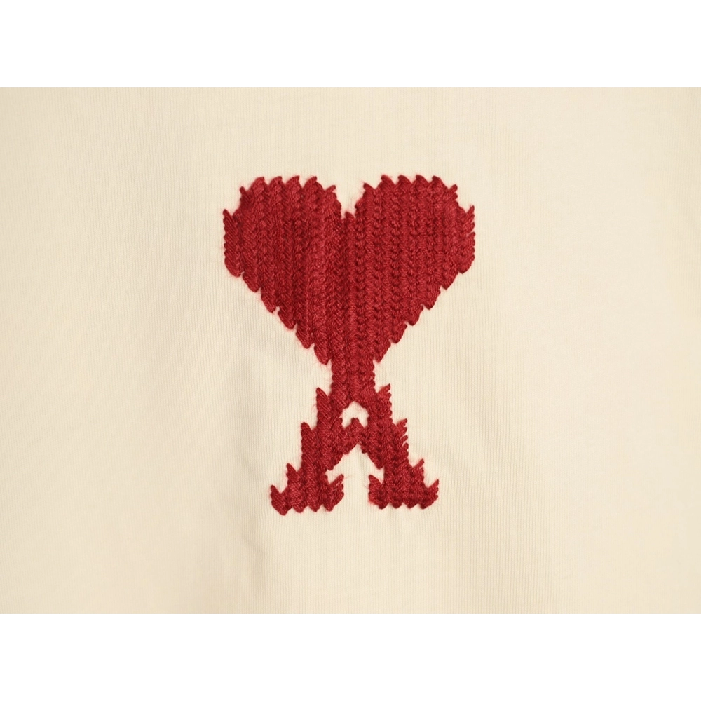 Ami Paris Woven Heart Embroidery Short-Sleeve T-Shirt,Ami