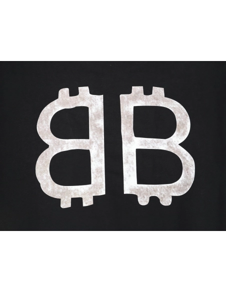 Balenciaga distressed double Bitcoin print short-sleeved T-shirt TSK1,Balenciaga