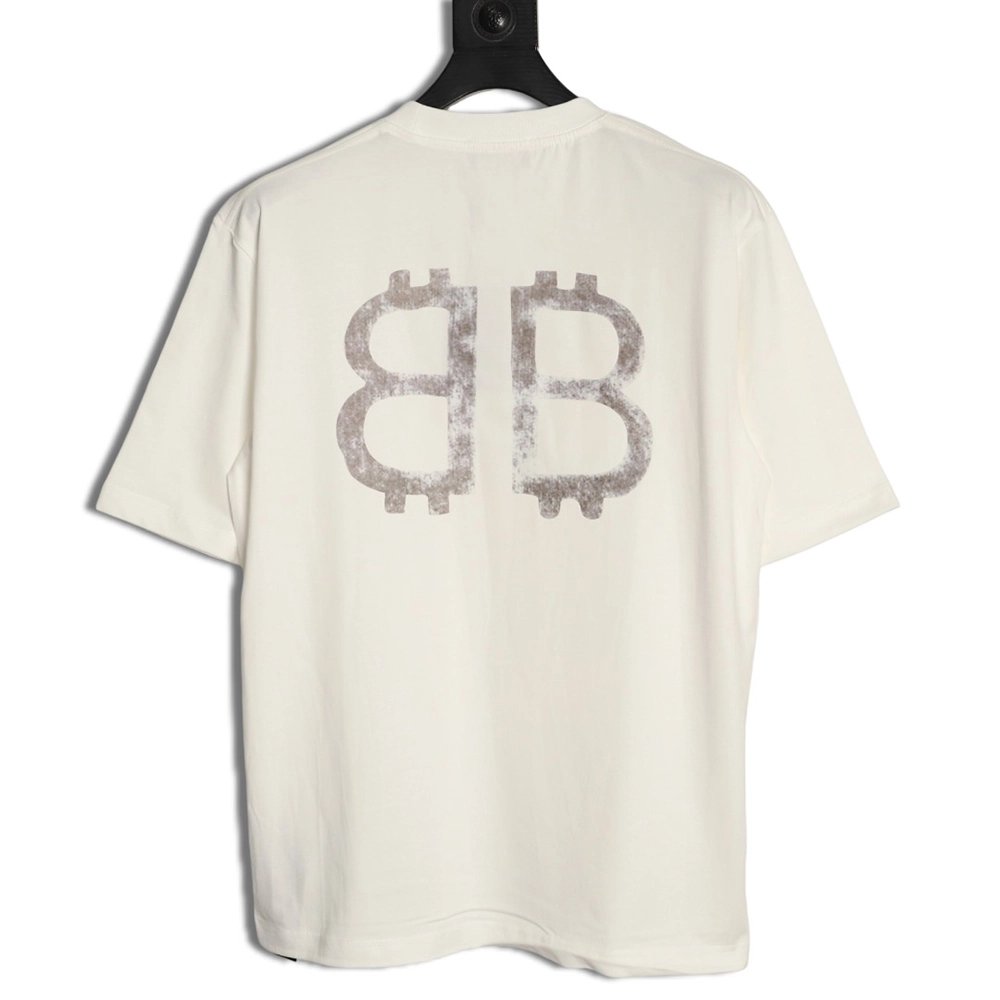 Balenciaga distressed double Bitcoin print short-sleeved T-shirt,Balenciaga