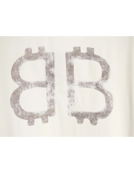 Balenciaga distressed double Bitcoin print short-sleeved T-shirt,Balenciaga