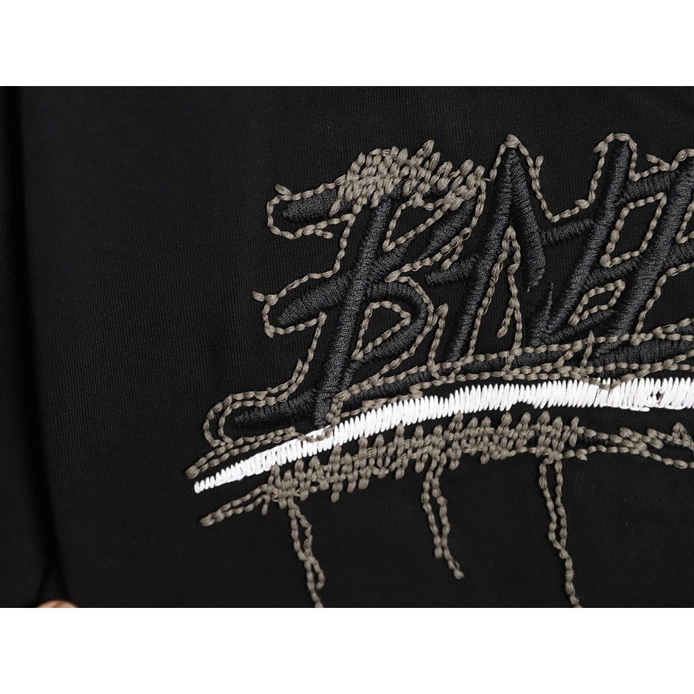 Balenciaga tassel appliqu¨¦ Sanskrit letter embroidered short-sleeved shirt TSK2,Balenciaga