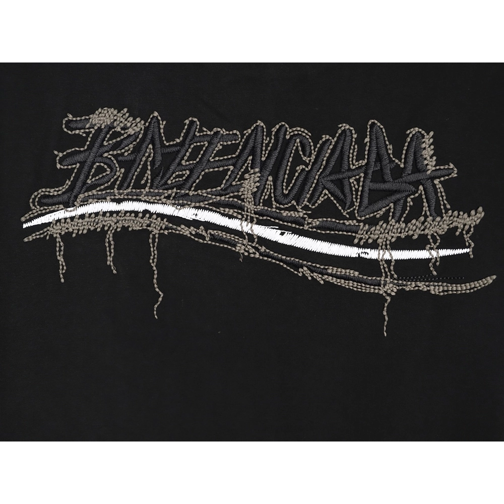 Balenciaga tassel appliqu¨¦ Sanskrit letter embroidered short-sleeved shirt TSK2,Balenciaga