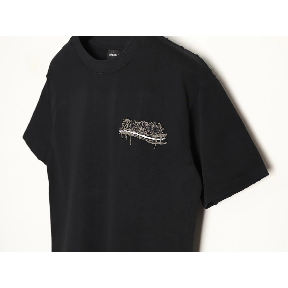 Balenciaga tassel appliqu¨¦ Sanskrit letter embroidered short-sleeved shirt TSK2,Balenciaga