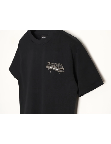 Balenciaga tassel appliqu¨¦ Sanskrit letter embroidered short-sleeved shirt TSK2,Balenciaga