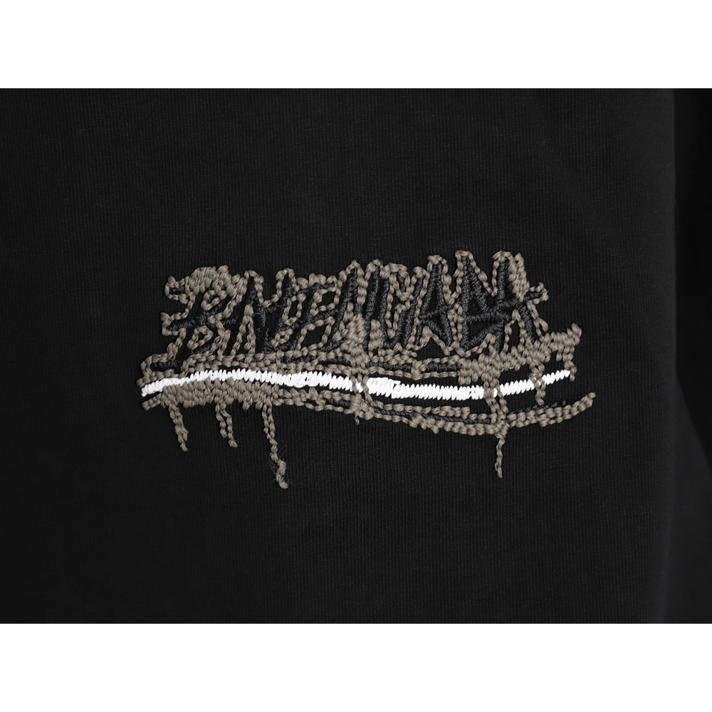 Balenciaga tassel appliqu¨¦ Sanskrit letter embroidered short-sleeved shirt TSK2,Balenciaga