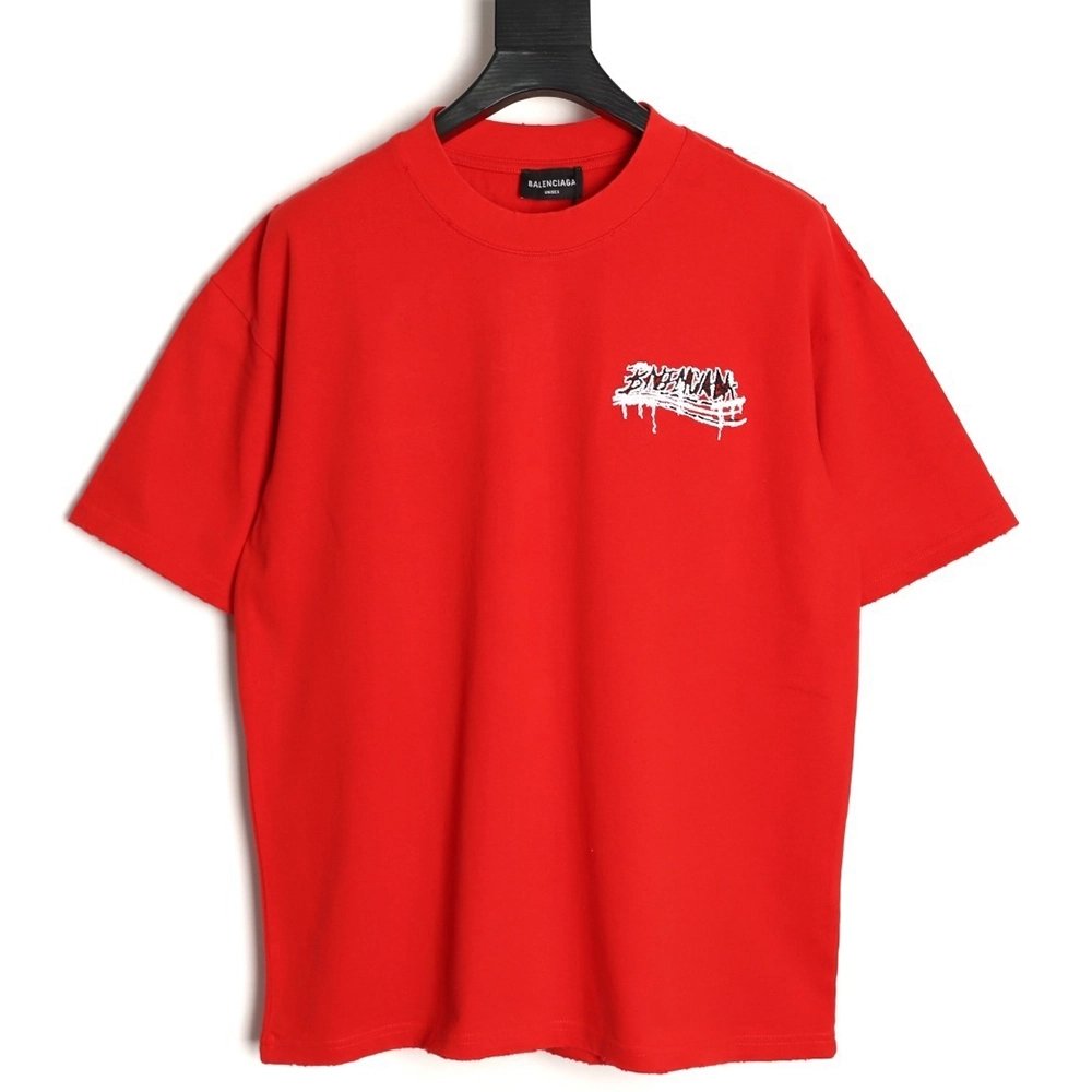 Balenciaga tassel appliqu¨¦ Sanskrit letter embroidered short-sleeved shirt TSK1,Balenciaga