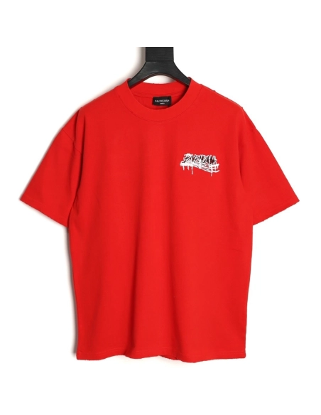 Balenciaga tassel appliqu¨¦ Sanskrit letter embroidered short-sleeved shirt TSK1,Balenciaga