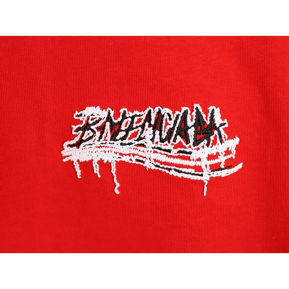 Balenciaga tassel appliqu¨¦ Sanskrit letter embroidered short-sleeved shirt TSK1,Balenciaga