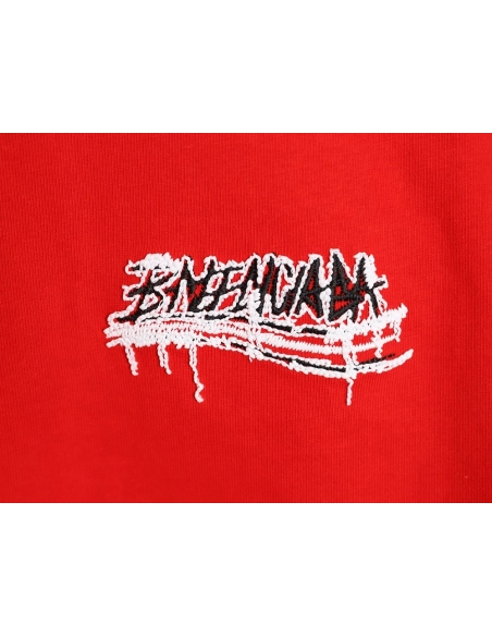 Balenciaga tassel appliqu¨¦ Sanskrit letter embroidered short-sleeved shirt TSK1,Balenciaga