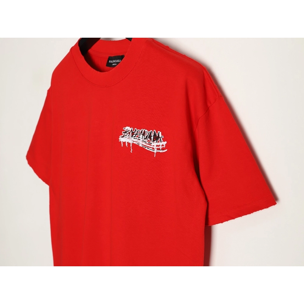 Balenciaga tassel appliqu¨¦ Sanskrit letter embroidered short-sleeved shirt TSK1,Balenciaga
