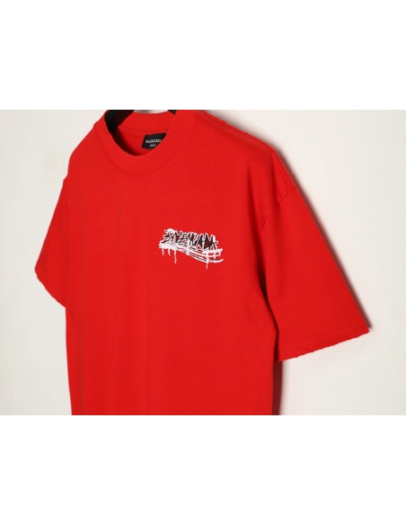 Balenciaga tassel appliqu¨¦ Sanskrit letter embroidered short-sleeved shirt TSK1,Balenciaga