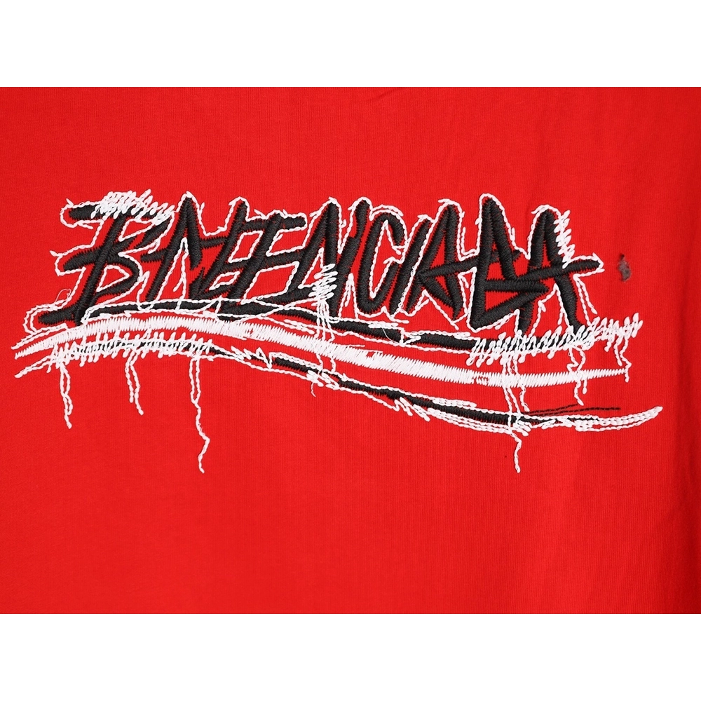 Balenciaga tassel appliqu¨¦ Sanskrit letter embroidered short-sleeved shirt TSK1,Balenciaga