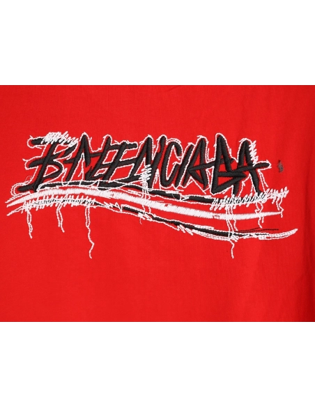 Balenciaga tassel appliqu¨¦ Sanskrit letter embroidered short-sleeved shirt TSK1,Balenciaga