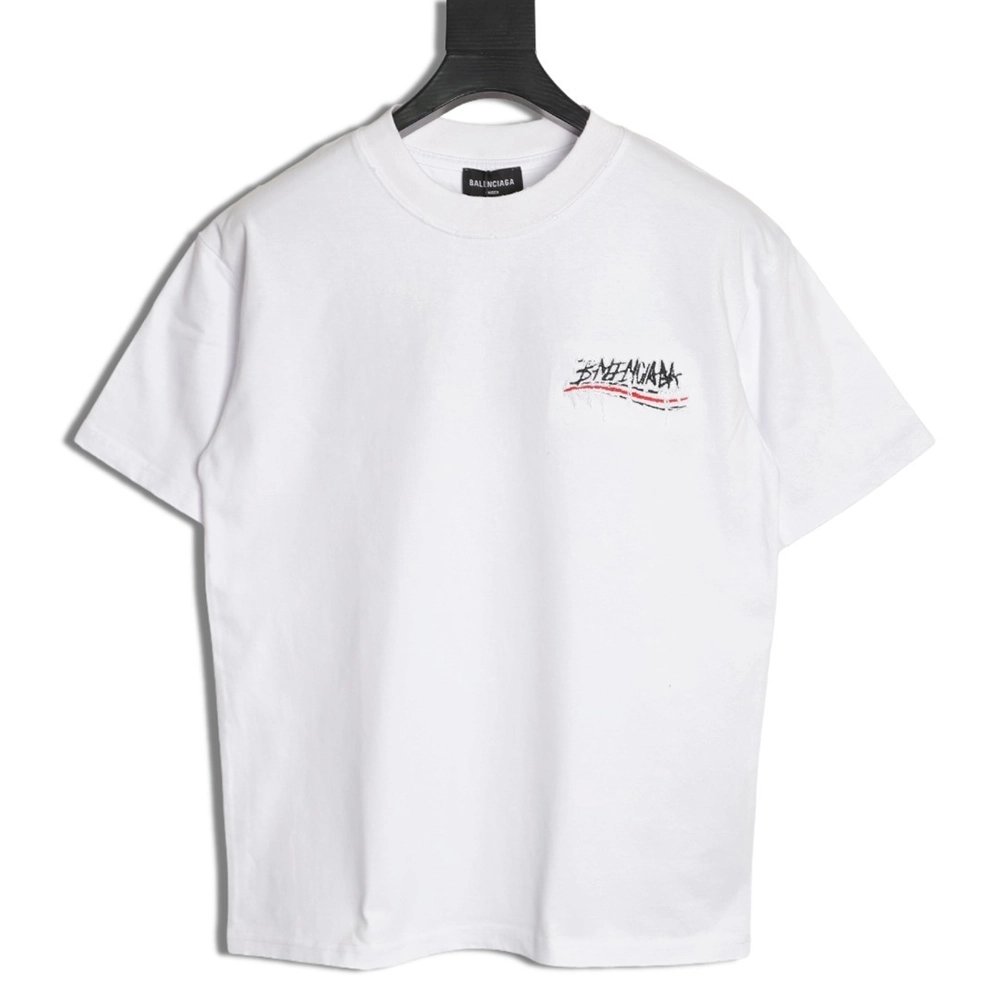 Balenciaga tassel appliqu¨¦ Sanskrit letter embroidered short-sleeved shirt,Balenciaga
