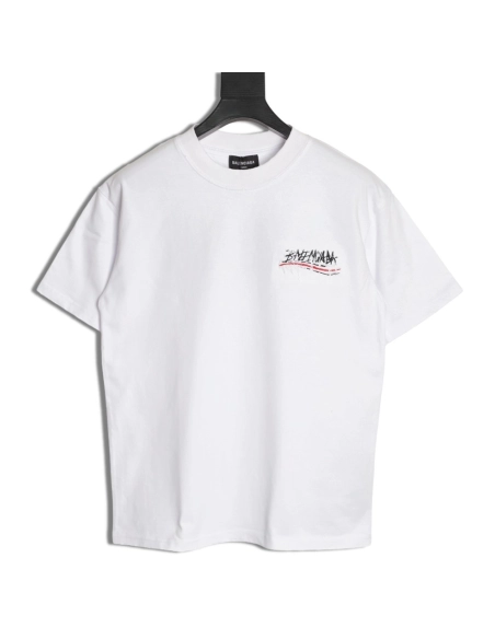 Balenciaga tassel appliqu¨¦ Sanskrit letter embroidered short-sleeved shirt,Balenciaga