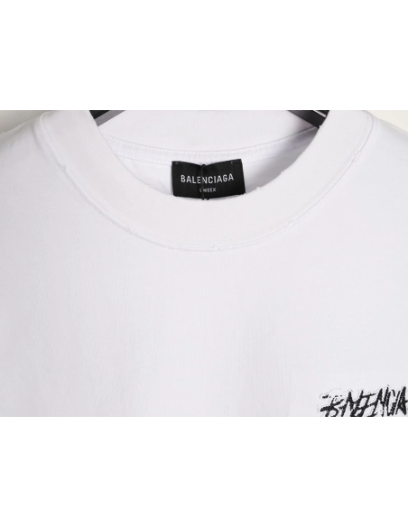 Balenciaga tassel appliqu¨¦ Sanskrit letter embroidered short-sleeved shirt,Balenciaga