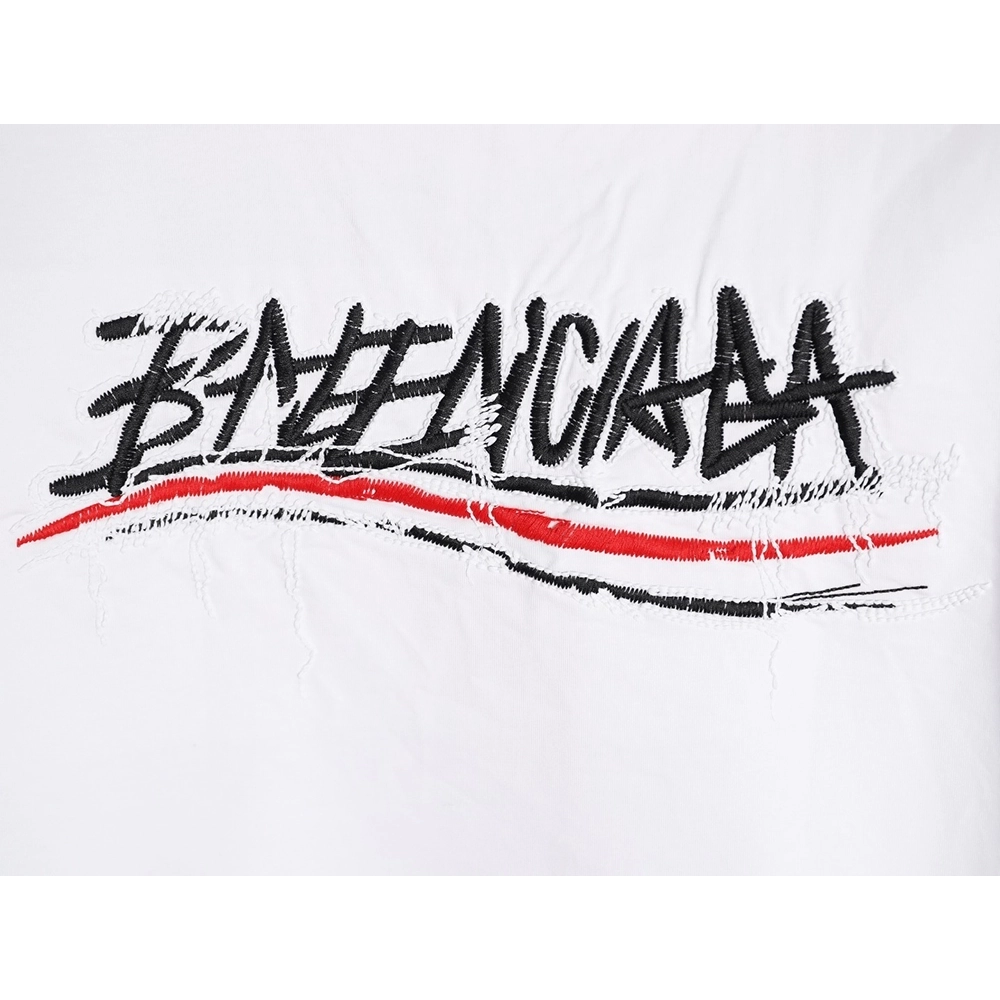 Balenciaga tassel appliqu¨¦ Sanskrit letter embroidered short-sleeved shirt,Balenciaga