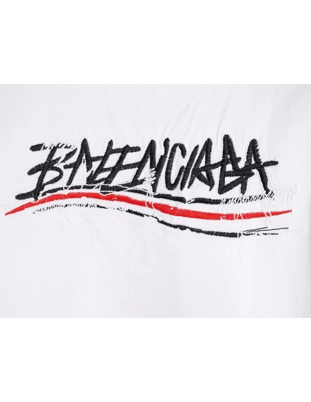 Balenciaga tassel appliqu¨¦ Sanskrit letter embroidered short-sleeved shirt,Balenciaga