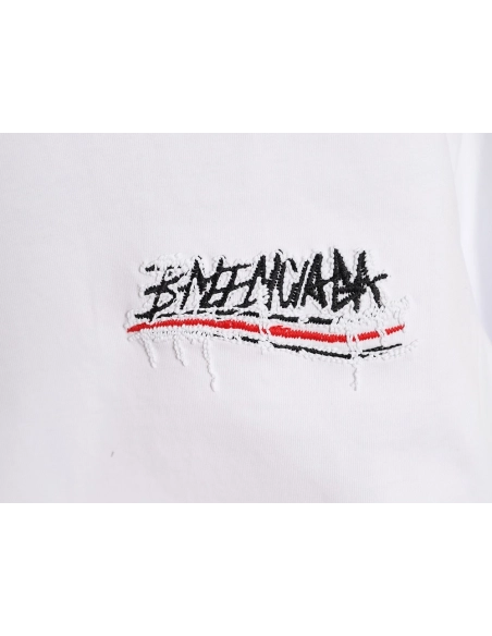 Balenciaga tassel appliqu¨¦ Sanskrit letter embroidered short-sleeved shirt,Balenciaga