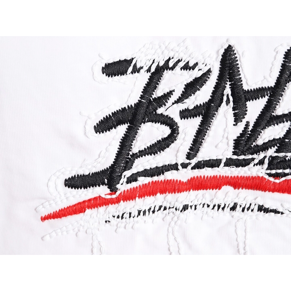 Balenciaga tassel appliqu¨¦ Sanskrit letter embroidered short-sleeved shirt,Balenciaga