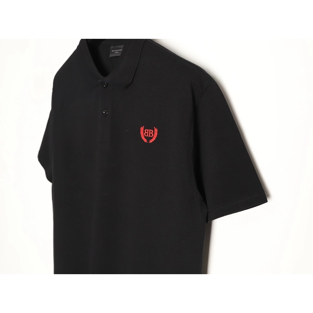 Balenciaga Wheat Ear Embroidered Short-Sleeve Polo Shirt,Balenciaga