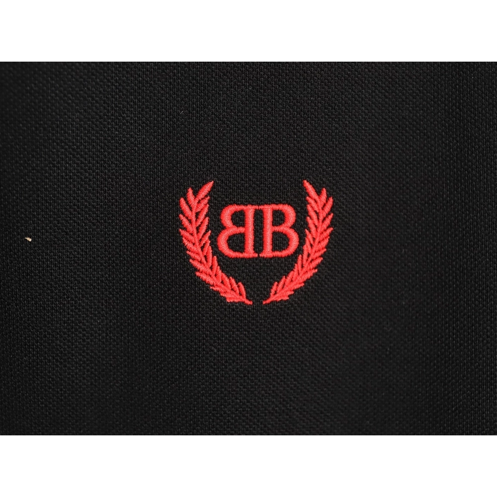 Balenciaga Wheat Ear Embroidered Short-Sleeve Polo Shirt,Balenciaga