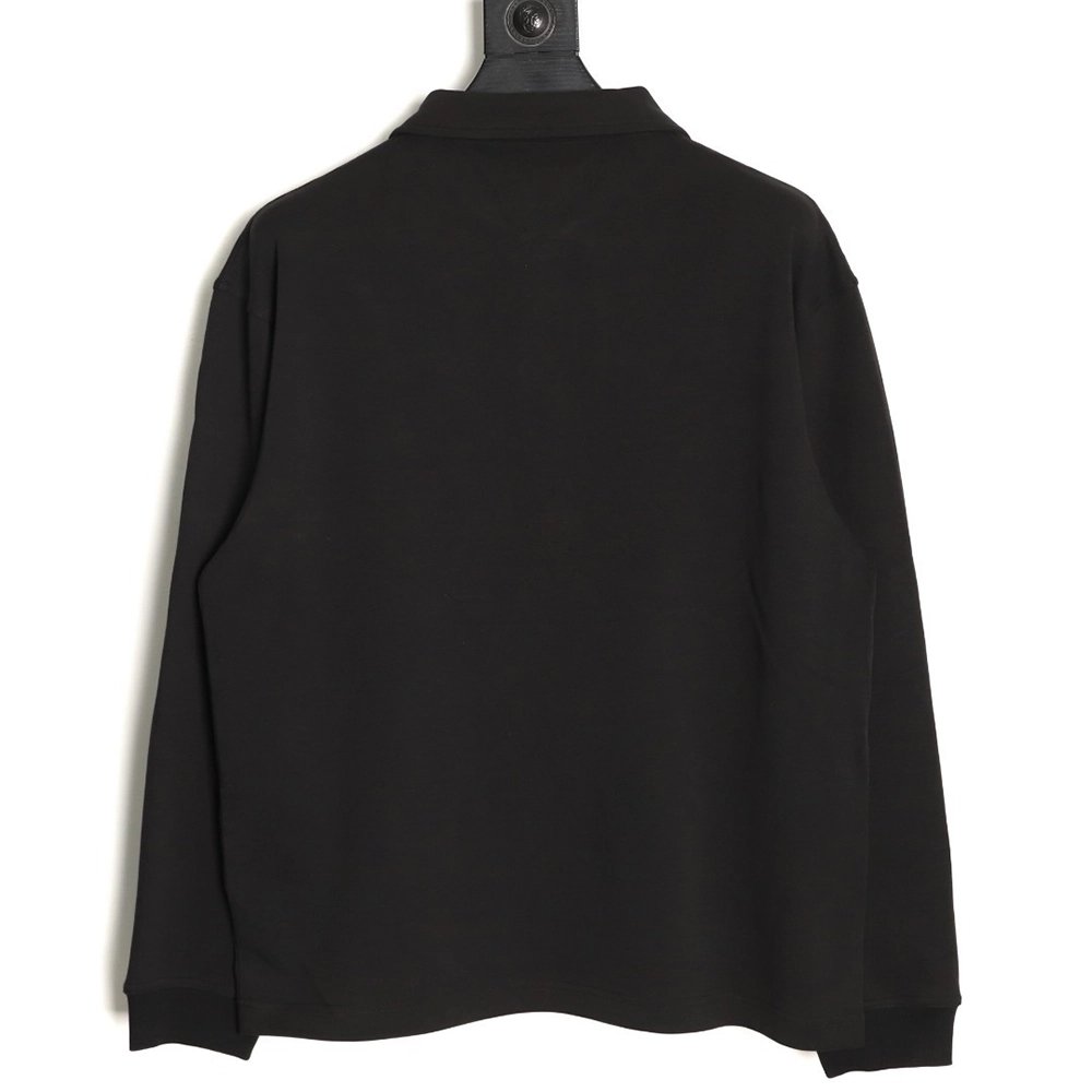 Bottega Veneta Solid Color Half-Zip Woven Pocket Long-Sleeve Polo Shirt,Bottega Veneta