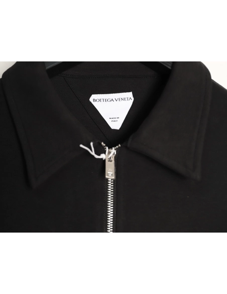 Bottega Veneta Solid Color Half-Zip Woven Pocket Long-Sleeve Polo Shirt,Bottega Veneta