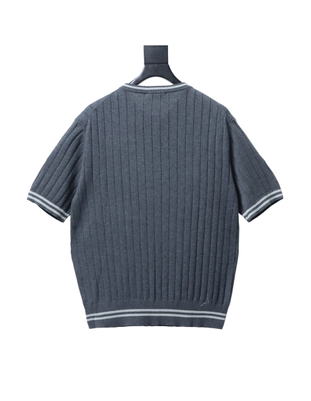 Brunello Cucinelli Cable-Knit Short-Sleeve Henley T-Shirt TSK1,Brunello Cucinelli