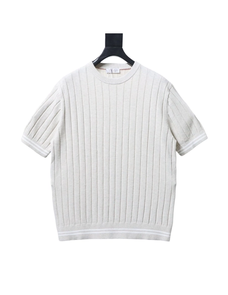 Brunello Cucinelli Crew-Neck Short-Sleeve Knit T-Shirt TSK2,Brunello Cucinelli