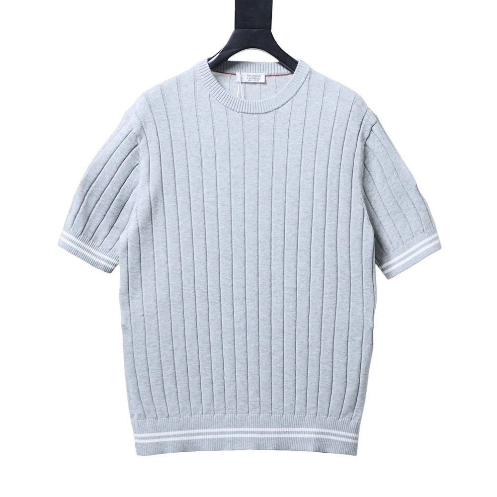 Brunello Cucinelli Crew-Neck Short-Sleeve Knit T-Shirt TSK1,Brunello Cucinelli