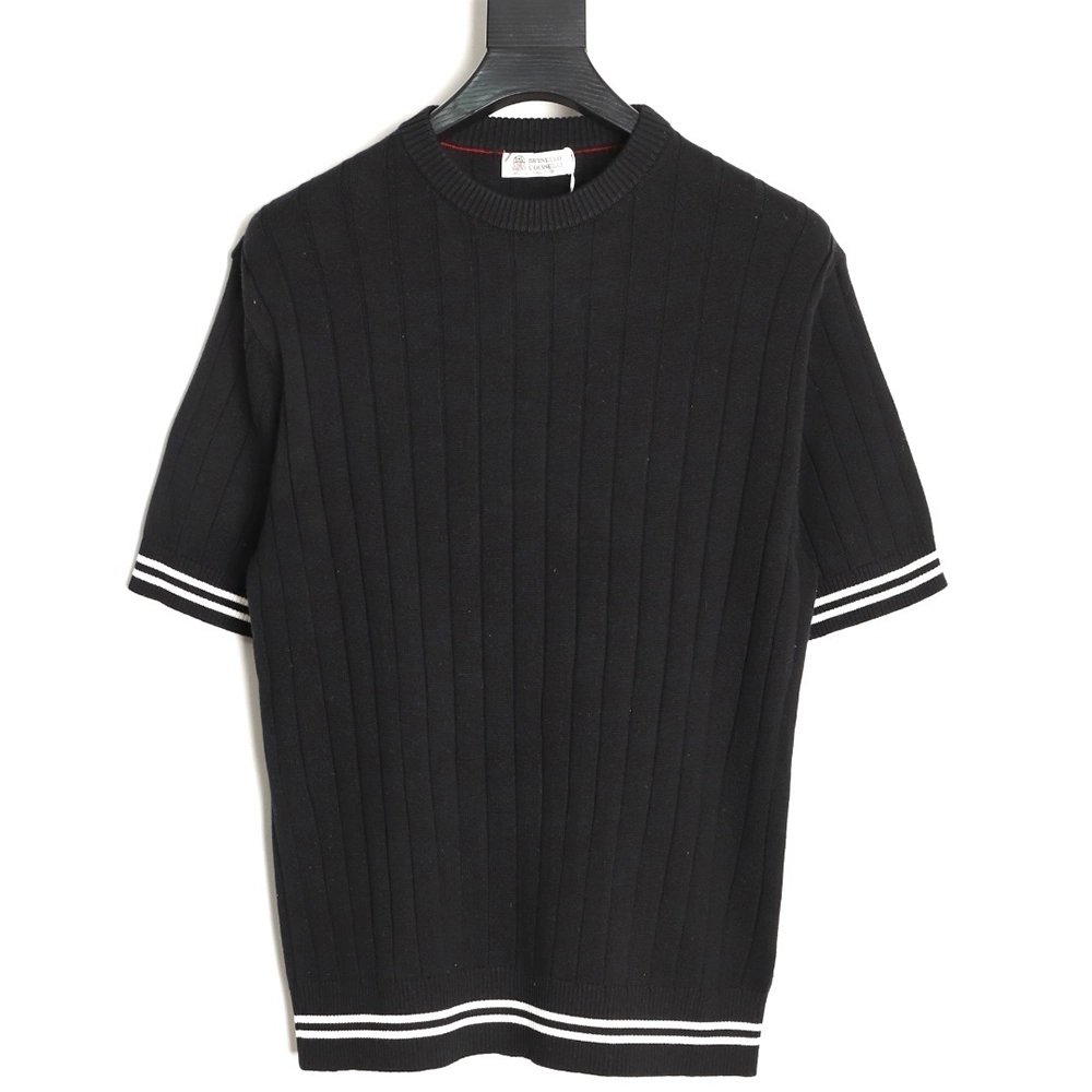 Brunello Cucinelli Crew-Neck Short-Sleeve Knit T-Shirt,Brunello Cucinelli