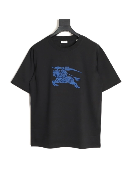 Burberry Blue Equestrian Knight Toothbrush Embroidery Short-Sleeve T-Shirt TSK1,Burberry