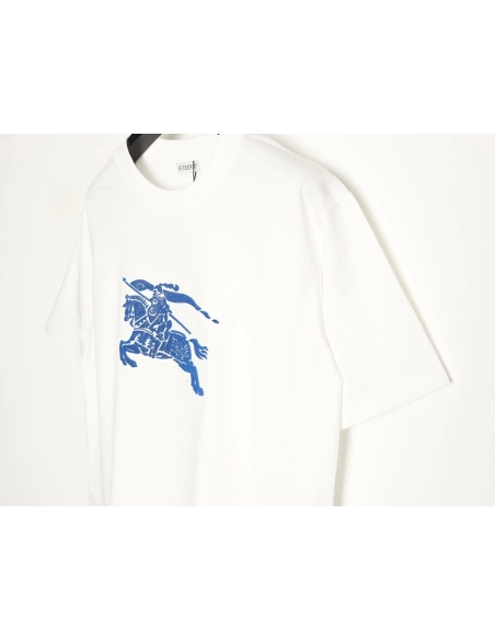Burberry Blue Equestrian Knight Toothbrush Embroidery Short-Sleeve T-Shirt,Burberry