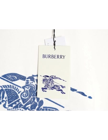 Burberry Blue Equestrian Knight Toothbrush Embroidery Short-Sleeve T-Shirt,Burberry