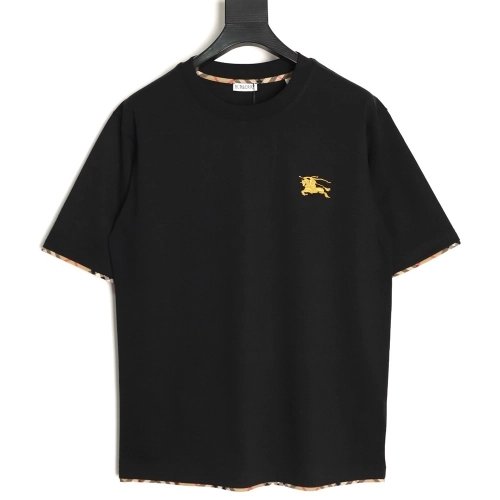 Burberry check-trimmed equestrian embroidered short-sleeved T-shirt TSK1,Burberry