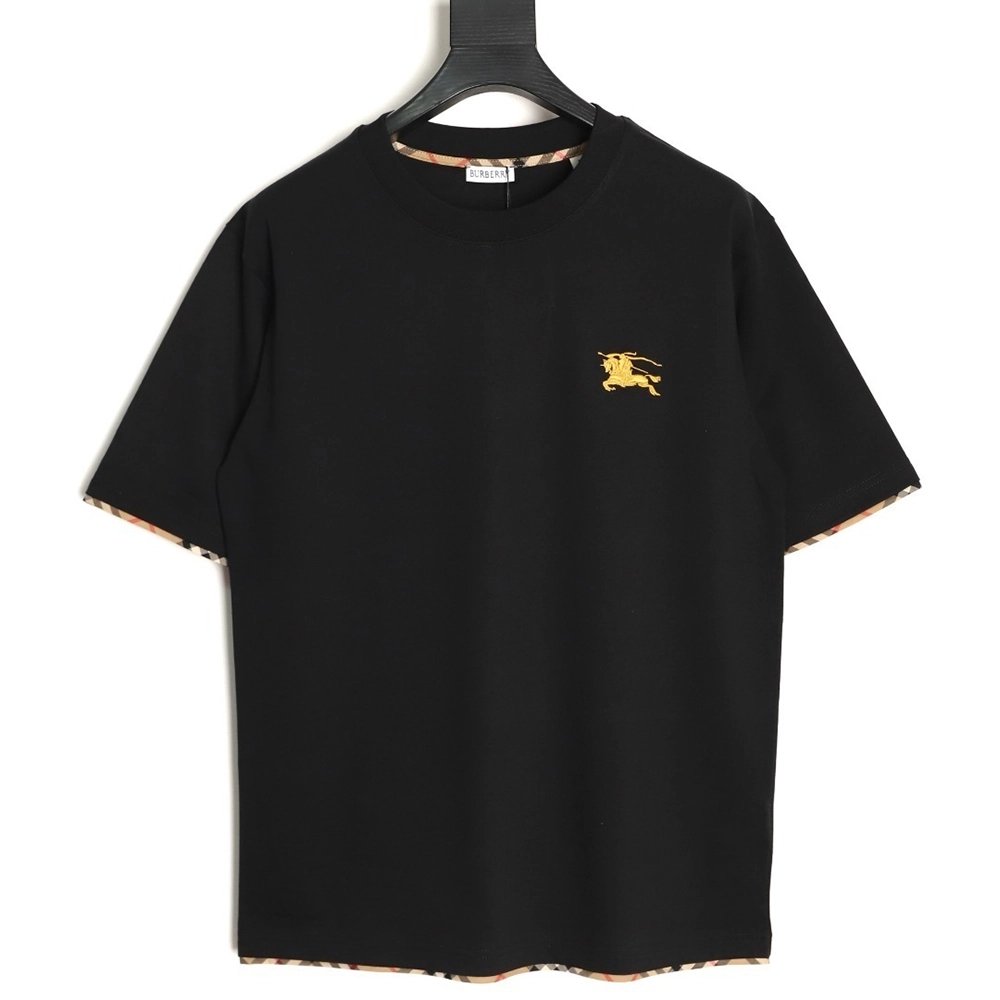 Burberry check-trimmed equestrian embroidered short-sleeved T-shirt TSK1,Burberry