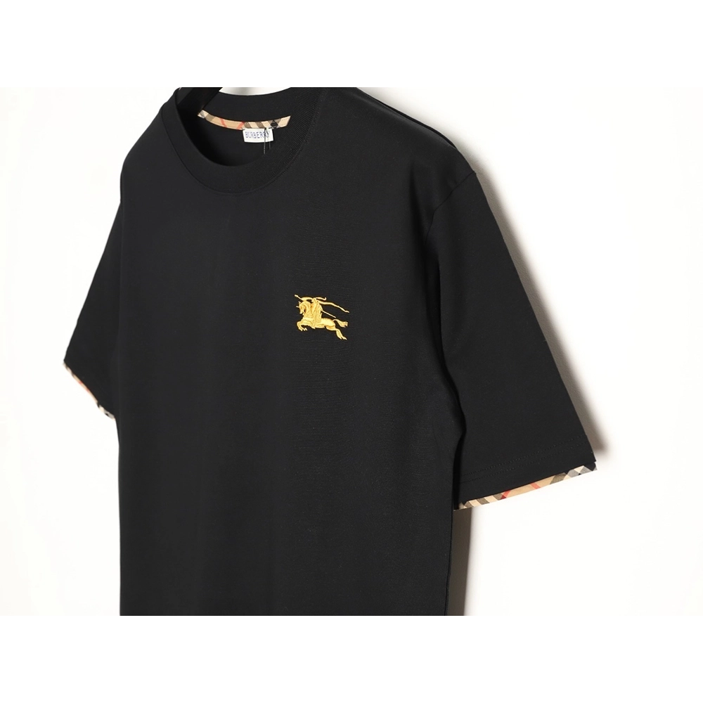 Burberry check-trimmed equestrian embroidered short-sleeved T-shirt TSK1,Burberry