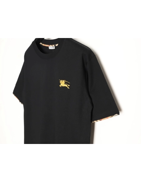 Burberry check-trimmed equestrian embroidered short-sleeved T-shirt TSK1,Burberry