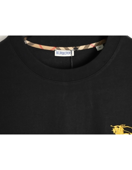 Burberry check-trimmed equestrian embroidered short-sleeved T-shirt TSK1,Burberry