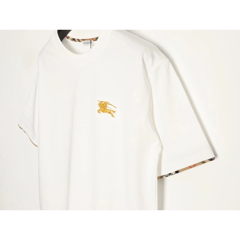 Burberry check-trimmed equestrian embroidered short-sleeved T-shirt,Burberry