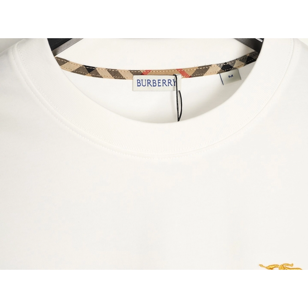 Burberry check-trimmed equestrian embroidered short-sleeved T-shirt,Burberry