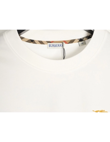 Burberry check-trimmed equestrian embroidered short-sleeved T-shirt,Burberry