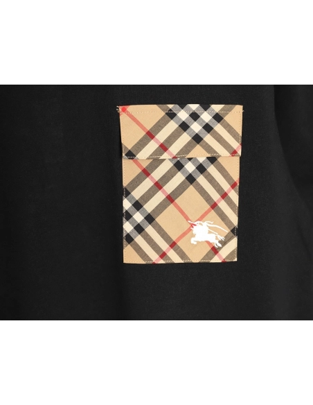 Burberry Flap Check Pocket Equestrian Embroidery Short-Sleeve T-Shirt TSK1,Burberry