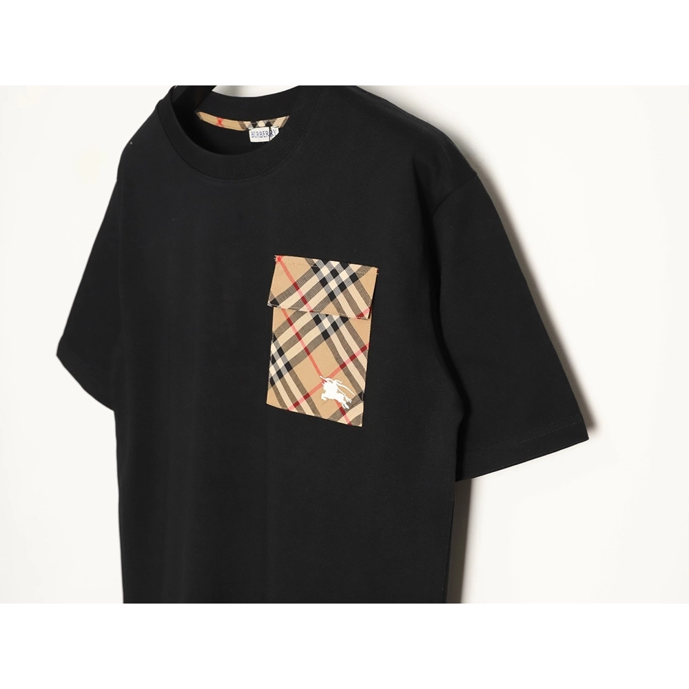 Burberry Flap Check Pocket Equestrian Embroidery Short-Sleeve T-Shirt TSK1,Burberry